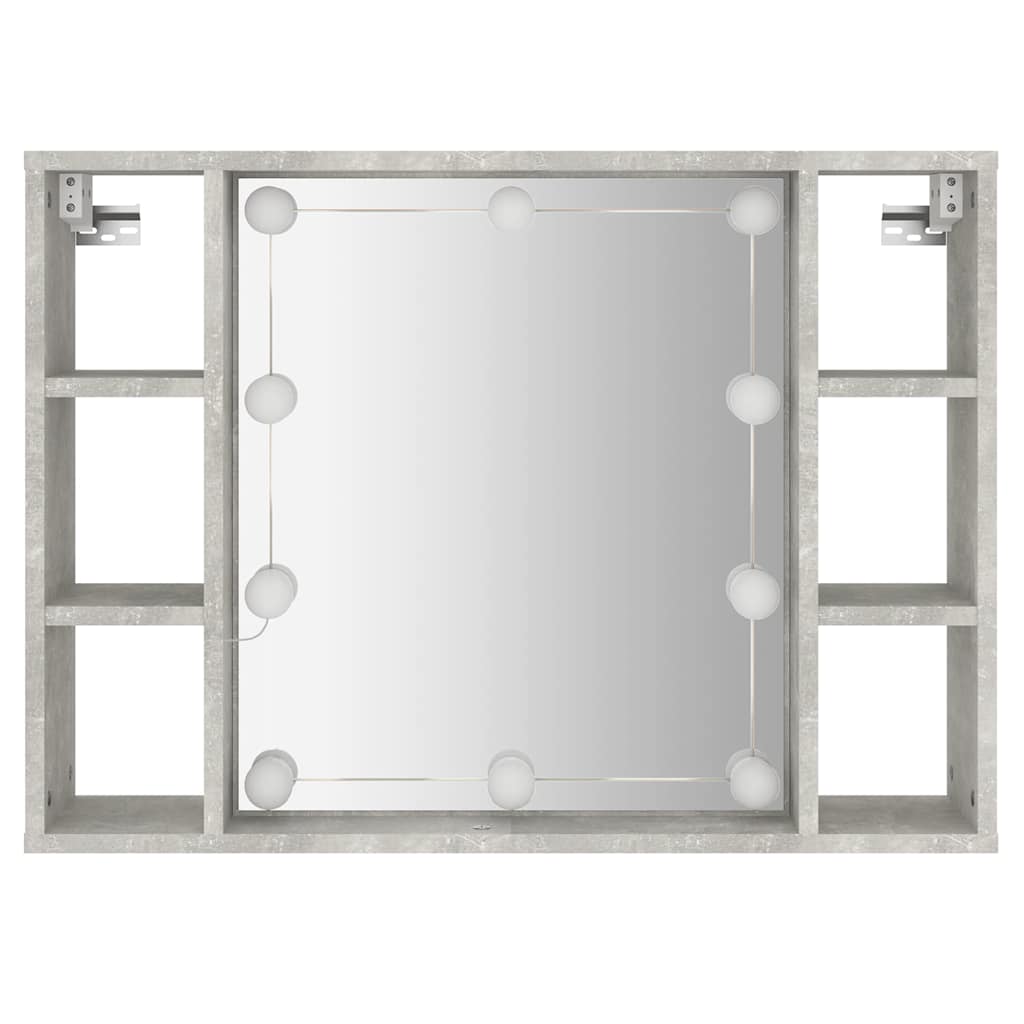 Mobile a Specchio con LED Grigio Cemento 76x15x55 cm