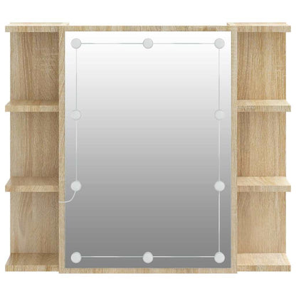 Mobile a Specchio con LED Rovere Sonoma 70x16,5x60 cm
