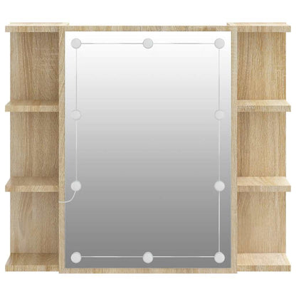 Mobile a Specchio con LED Rovere Sonoma 70x16,5x60 cm