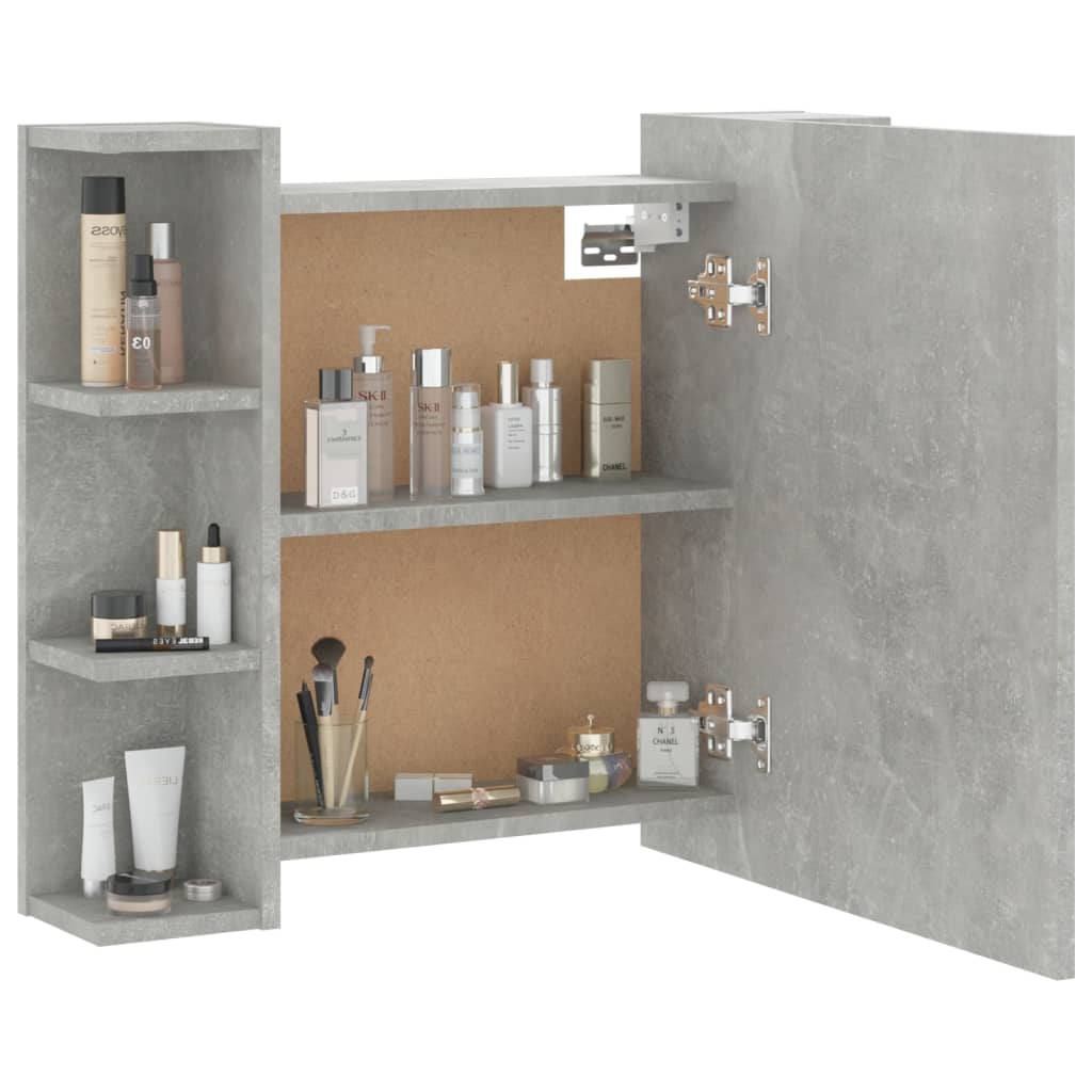 Mobile a Specchio con LED Grigio Cemento 70x16,5x60 cm - homemem39