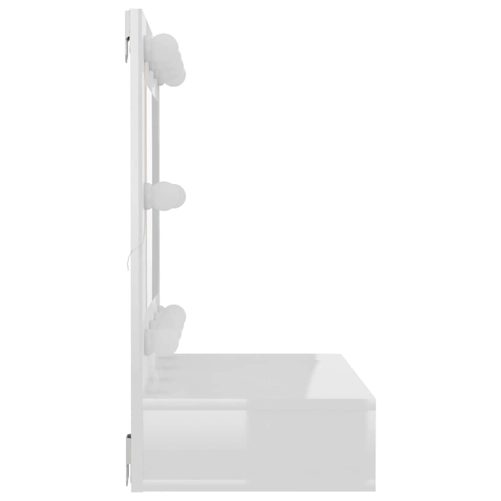 Mobile a Specchio con LED Bianco Lucido 60x31,5x62 cm | homemem39