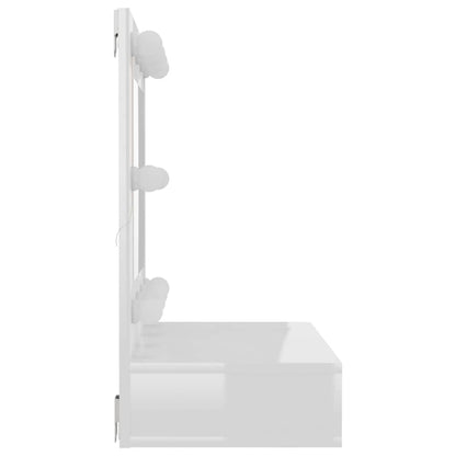 Mobile a Specchio con LED Bianco Lucido 60x31,5x62 cm | homemem39