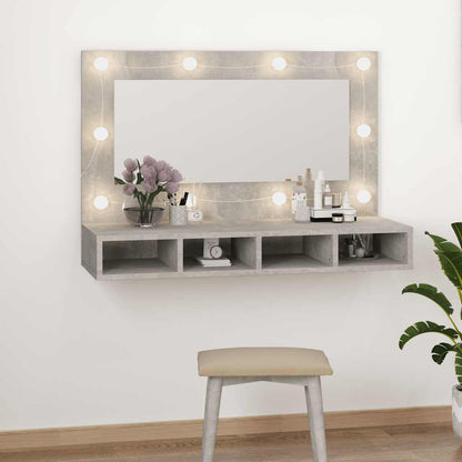 Mobile a Specchio con LED Grigio Cemento 90x31,5x62 cm | homemem39