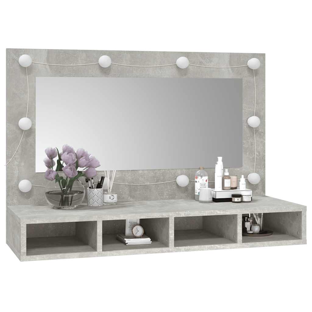 Mobile a Specchio con LED Grigio Cemento 90x31,5x62 cm | homemem39