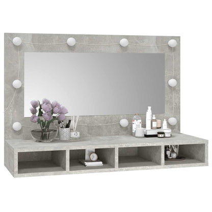 Mobile a Specchio con LED Grigio Cemento 90x31,5x62 cm | homemem39