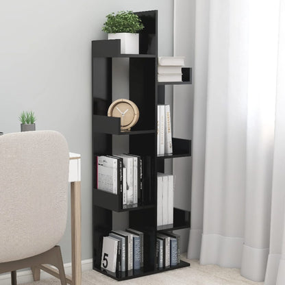 Libreria Nera 48x25,5x140 cm in Legno Multistrato | homemem39