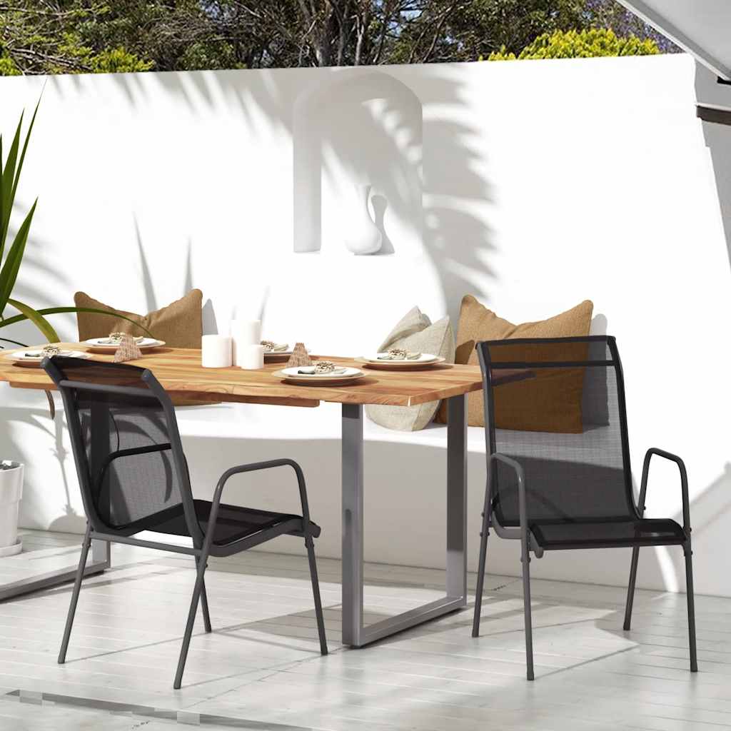 Sedie da Giardino 2 pz in Acciaio e Textilene Nere | homemem39