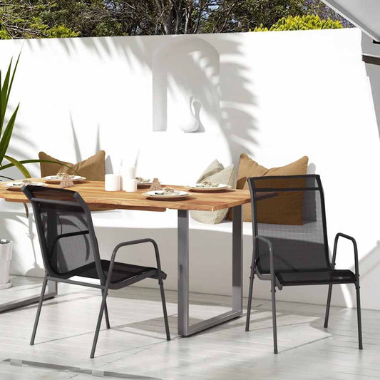 Sedie da Giardino 2 pz in Acciaio e Textilene Nere | homemem39
