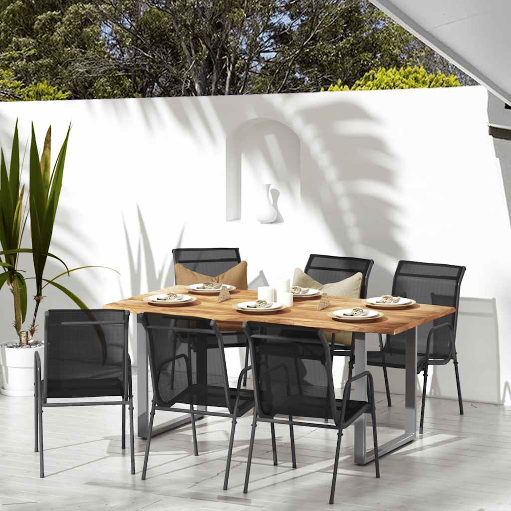 Sedie da Giardino 6 pz in Acciaio e Textilene Nere | homemem39