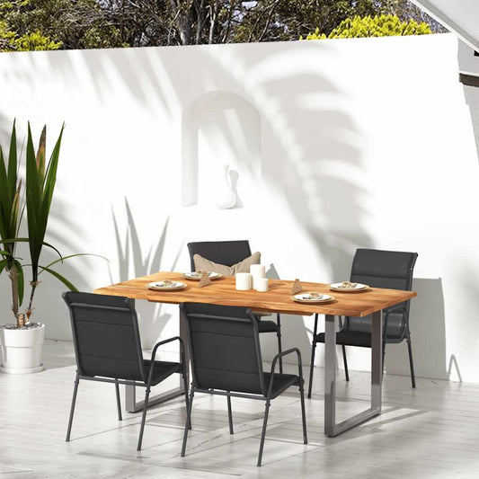 Sedie da Giardino 4 pz in Acciaio e Textilene Nere | homemem39