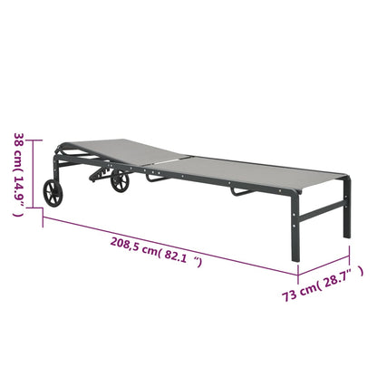 2 pcs Sun Loungers with Textilene and Steel Table