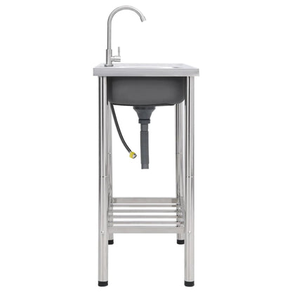 Lavello da Campeggio Vasca Singola con Rubinetto Acciaio Inox - homemem39