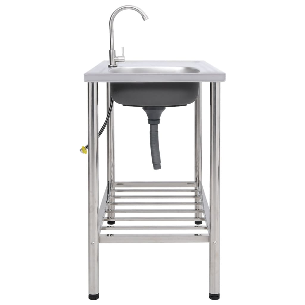 Lavello da Campeggio Vasca Singola con Rubinetto Acciaio Inox - homemem39