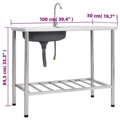 Lavello da Campeggio Vasca Singola con Rubinetto Acciaio Inox | homemem39