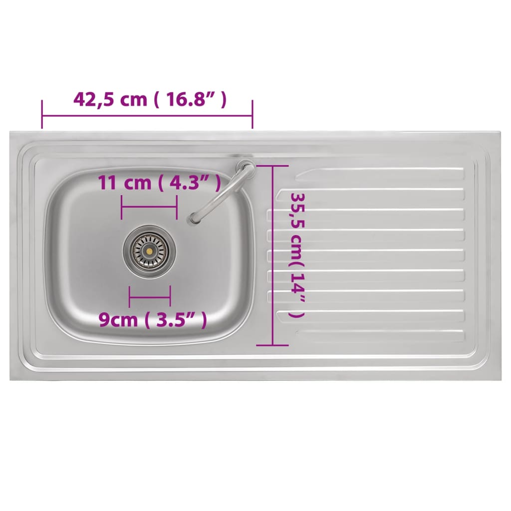Lavello da Campeggio Vasca Singola con Rubinetto Acciaio Inox - homemem39