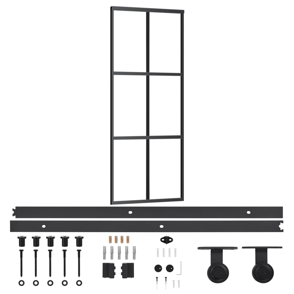 Porta Scorrevole con Kit Montaggio Vetro ESG Alluminio 76x205cm