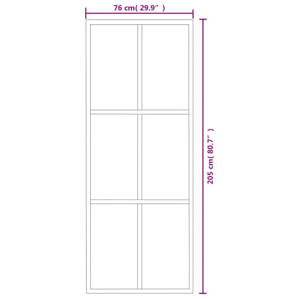 Porta Scorrevole con Kit Montaggio Vetro ESG Alluminio 76x205cm