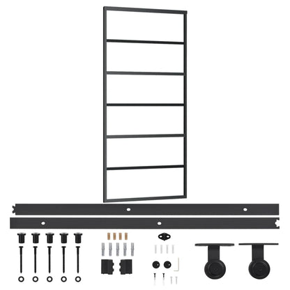 Porta Scorrevole con Kit Montaggio Vetro ESG Alluminio 90x205cm