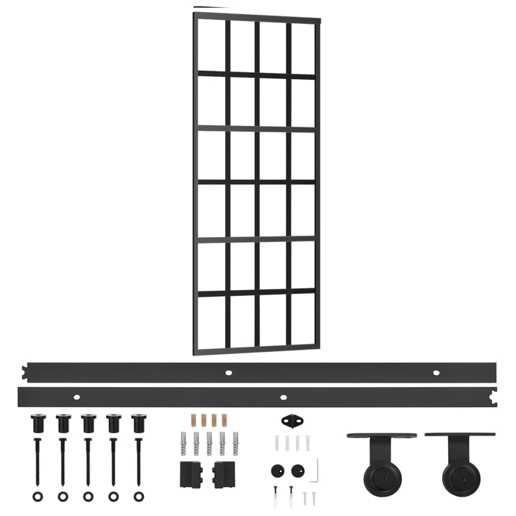 Porta Scorrevole con Kit Montaggio Vetro ESG Alluminio 76x205cm