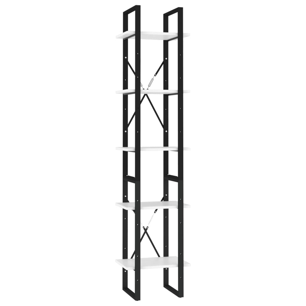 Libreria a 5 Ripiani Bianca 40x30x175 cm in Legno Multistrato | homemem39