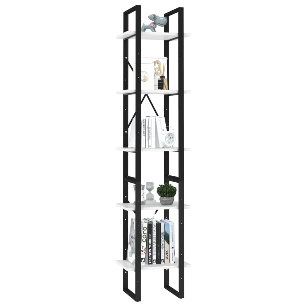 Libreria a 5 Ripiani Bianca 40x30x175 cm in Legno Multistrato | homemem39