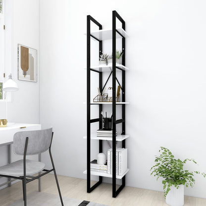Libreria a 5 Ripiani Bianca 40x30x175 cm in Legno Multistrato | homemem39
