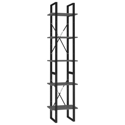 Libreria a 5 Ripiani Grigia 40x30x175 cm in Legno Multistrato