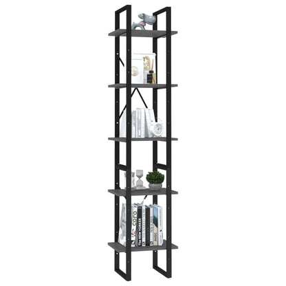 Libreria a 5 Ripiani Grigia 40x30x175 cm in Legno Multistrato