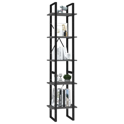 Libreria a 5 Ripiani Grigia 40x30x175 cm in Legno Multistrato