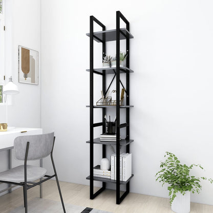Libreria a 5 Ripiani Grigia 40x30x175 cm in Legno Multistrato | homemem39