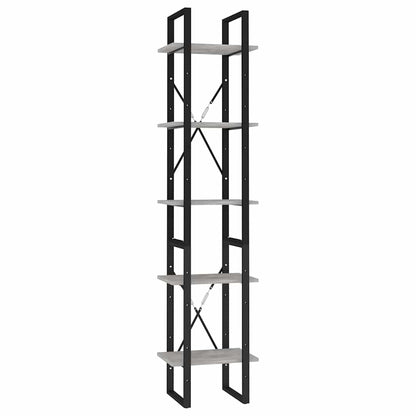 Libreria a 5 Ripiani Grigio Cemento 40x30x175 cm in Multistrato