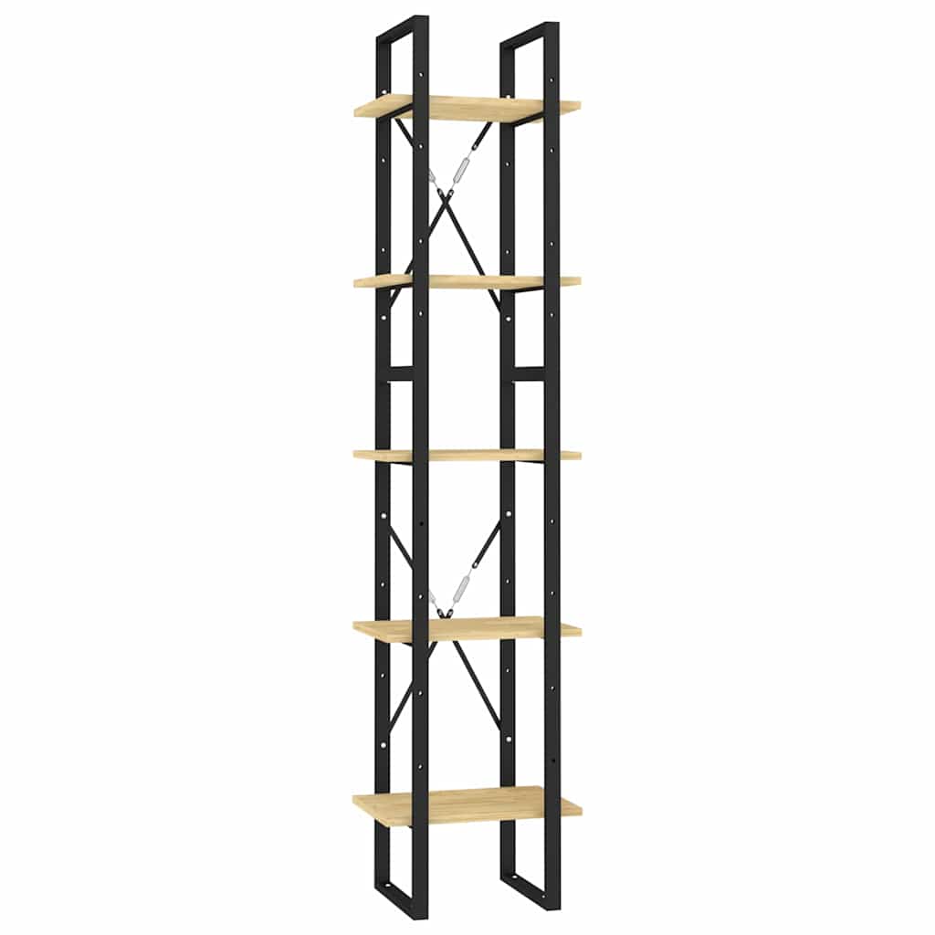 Libreria a 5 Ripiani Marrone 40x30x175 cm in Legno di Pino