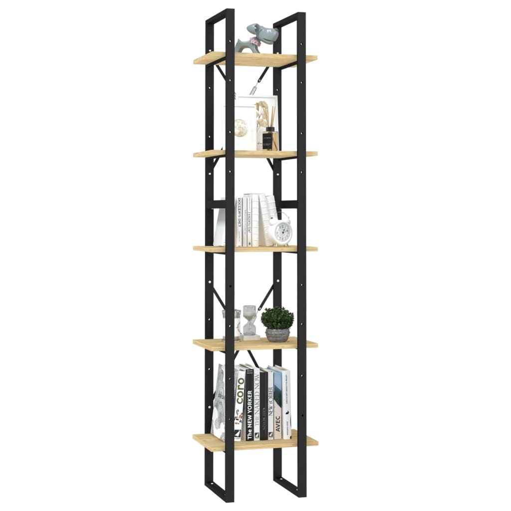 Libreria a 5 Ripiani Marrone 40x30x175 cm in Legno di Pino | homemem39