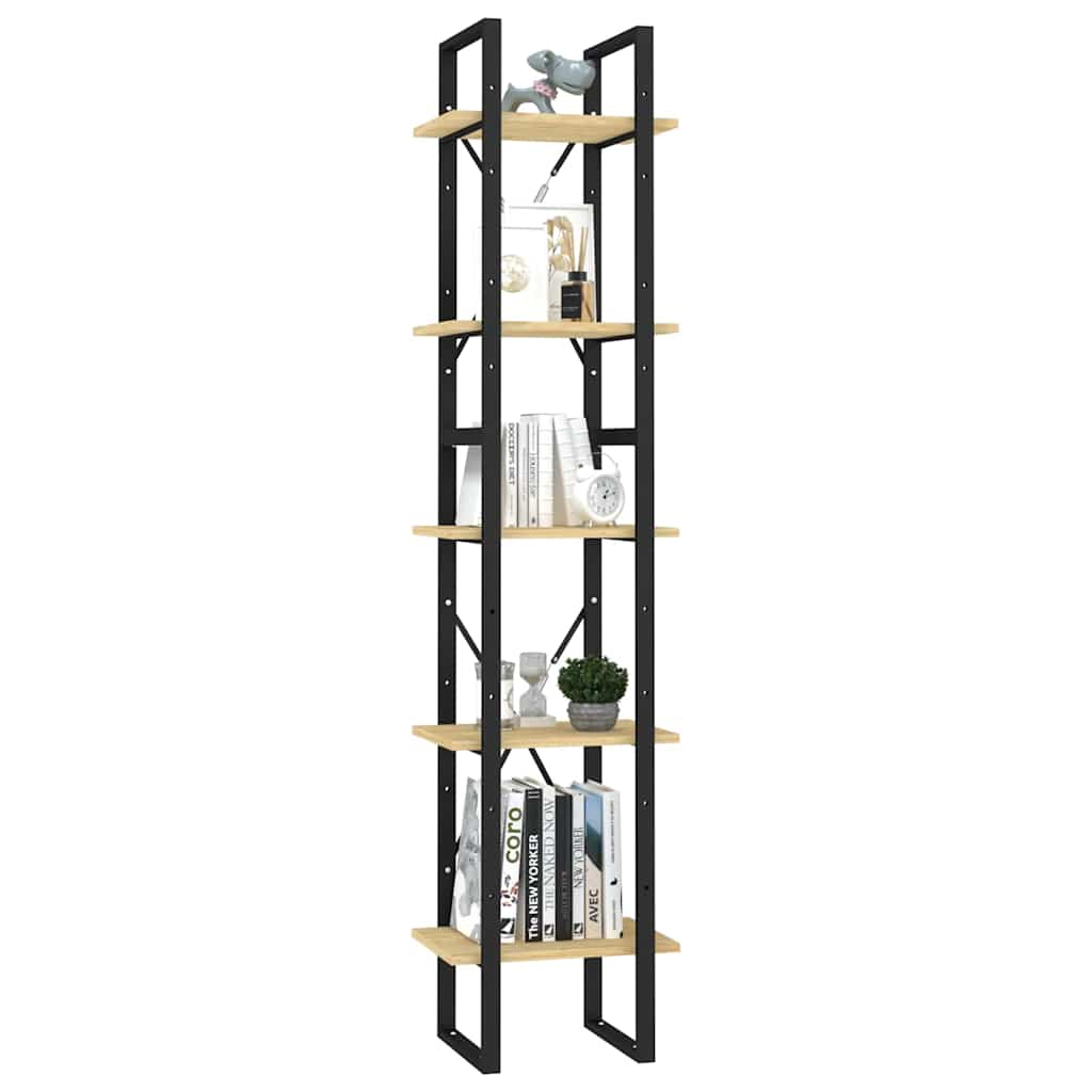 Libreria a 5 Ripiani Marrone 40x30x175 cm in Legno di Pino