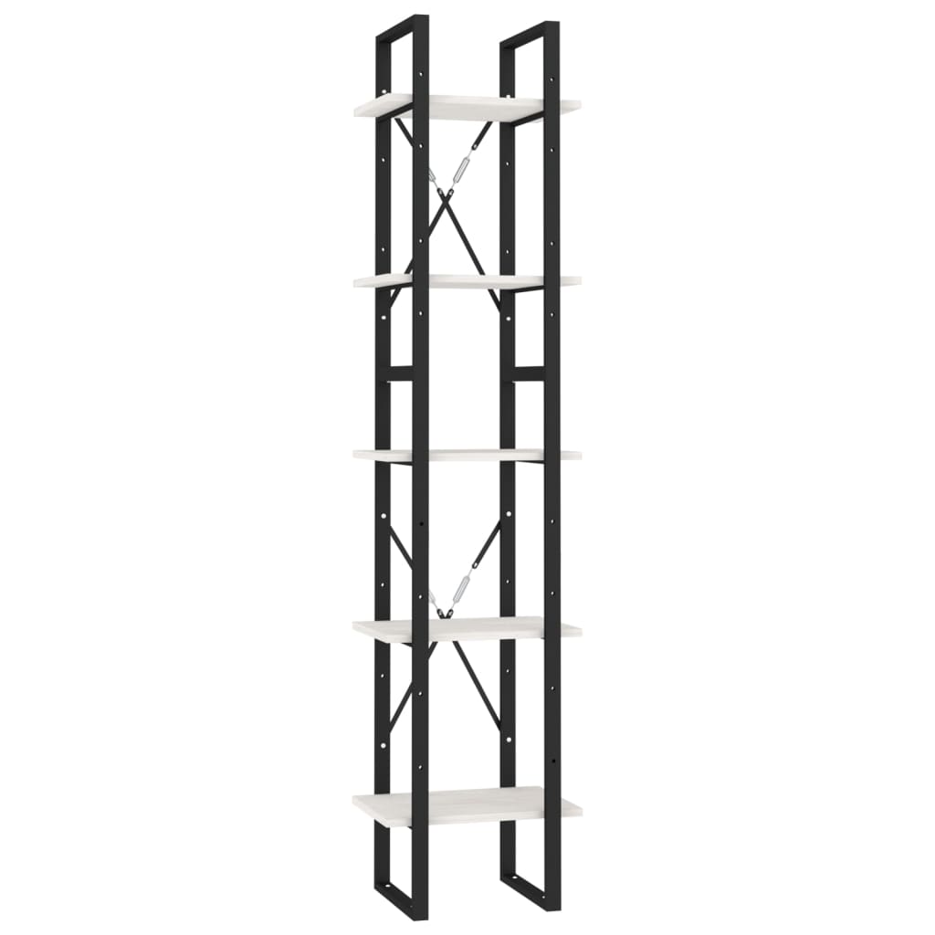Libreria a 5 Ripiani Bianca 40x30x175 cm in Legno di Pino | homemem39