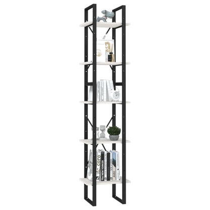 Libreria a 5 Ripiani Bianca 40x30x175 cm in Legno di Pino