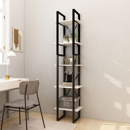 Libreria a 5 Ripiani Bianca 40x30x175 cm in Legno di Pino | homemem39