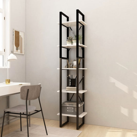 Libreria a 5 Ripiani Bianca 40x30x175 cm in Legno di Pino | homemem39