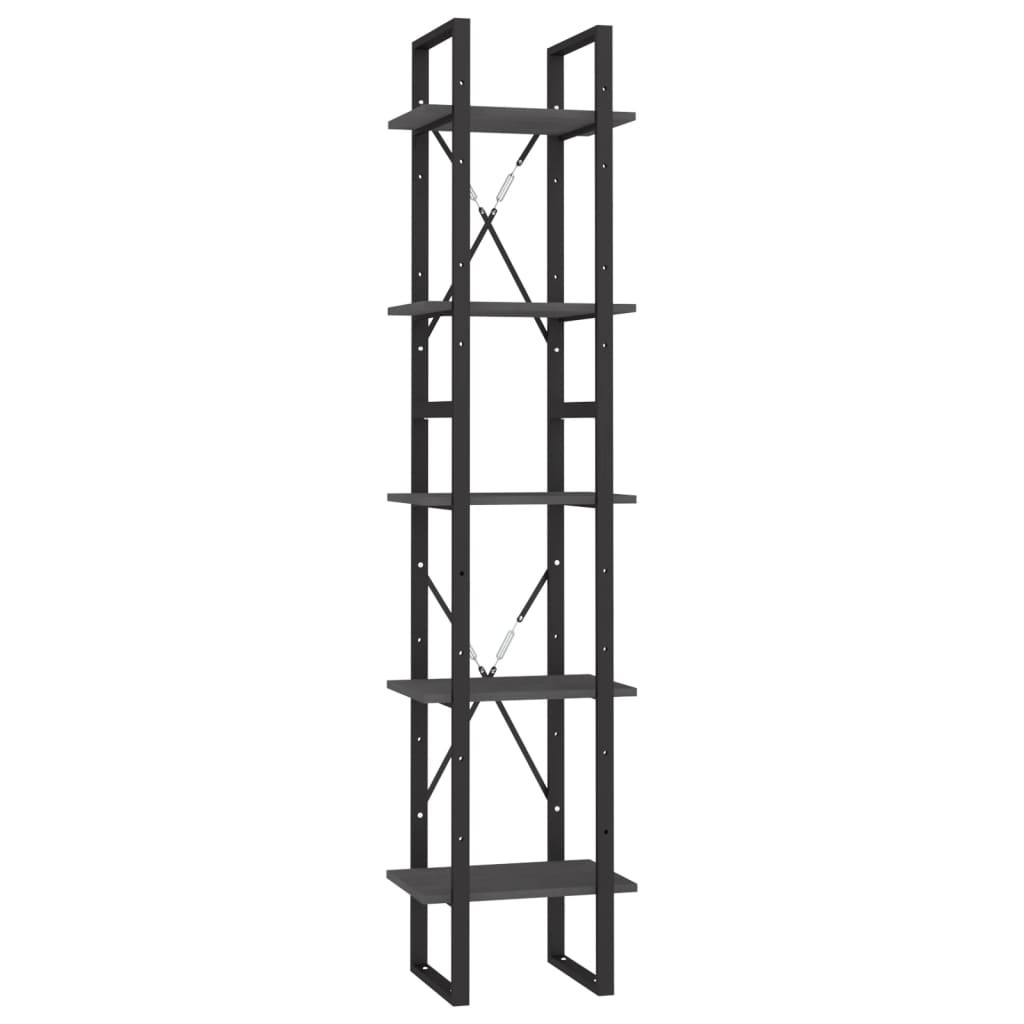 Libreria a 5 Ripiani Grigia 40x30x175 cm in Legno di Pino | homemem39