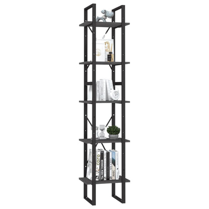 Libreria a 5 Ripiani Grigia 40x30x175 cm in Legno di Pino | homemem39