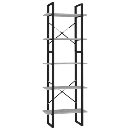 Libreria a 5 Ripiani Grigio Cemento 60x30x175 cm in Multistrato
