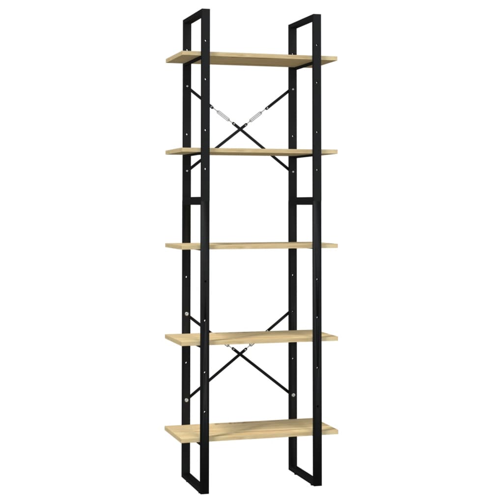 Libreria a 5 Ripiani 60x30x175 cm in Legno Massello di Pino | homemem39