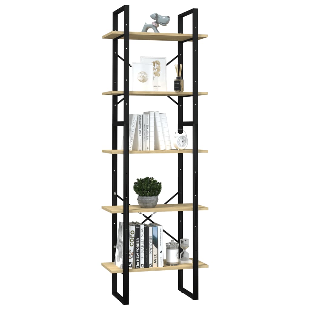 Libreria a 5 Ripiani 60x30x175 cm in Legno Massello di Pino