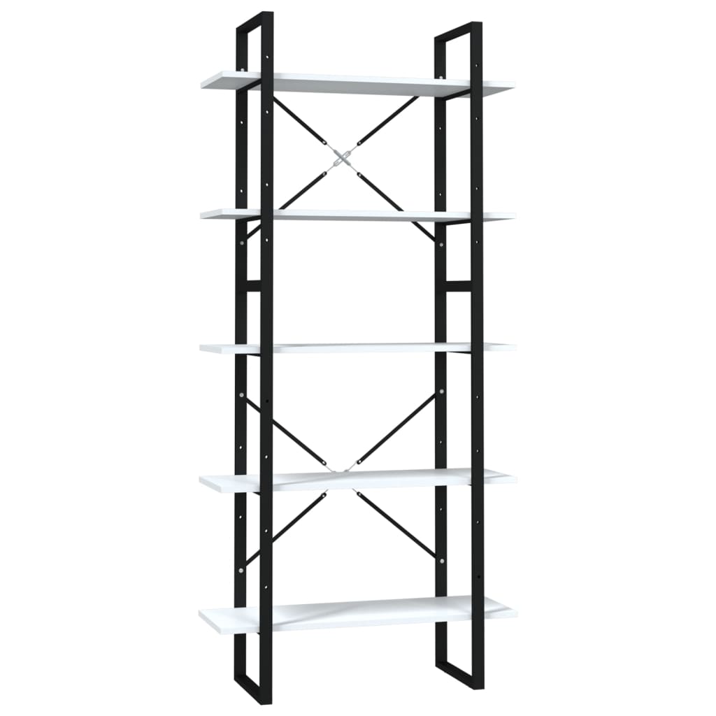 Libreria a 5 Ripiani Bianca 80x30x175 cm in Legno Multistrato | homemem39