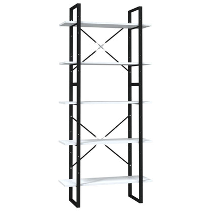 Libreria a 5 Ripiani Bianca 80x30x175 cm in Legno Multistrato | homemem39