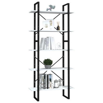 Libreria a 5 Ripiani Bianca 80x30x175 cm in Legno Multistrato | homemem39