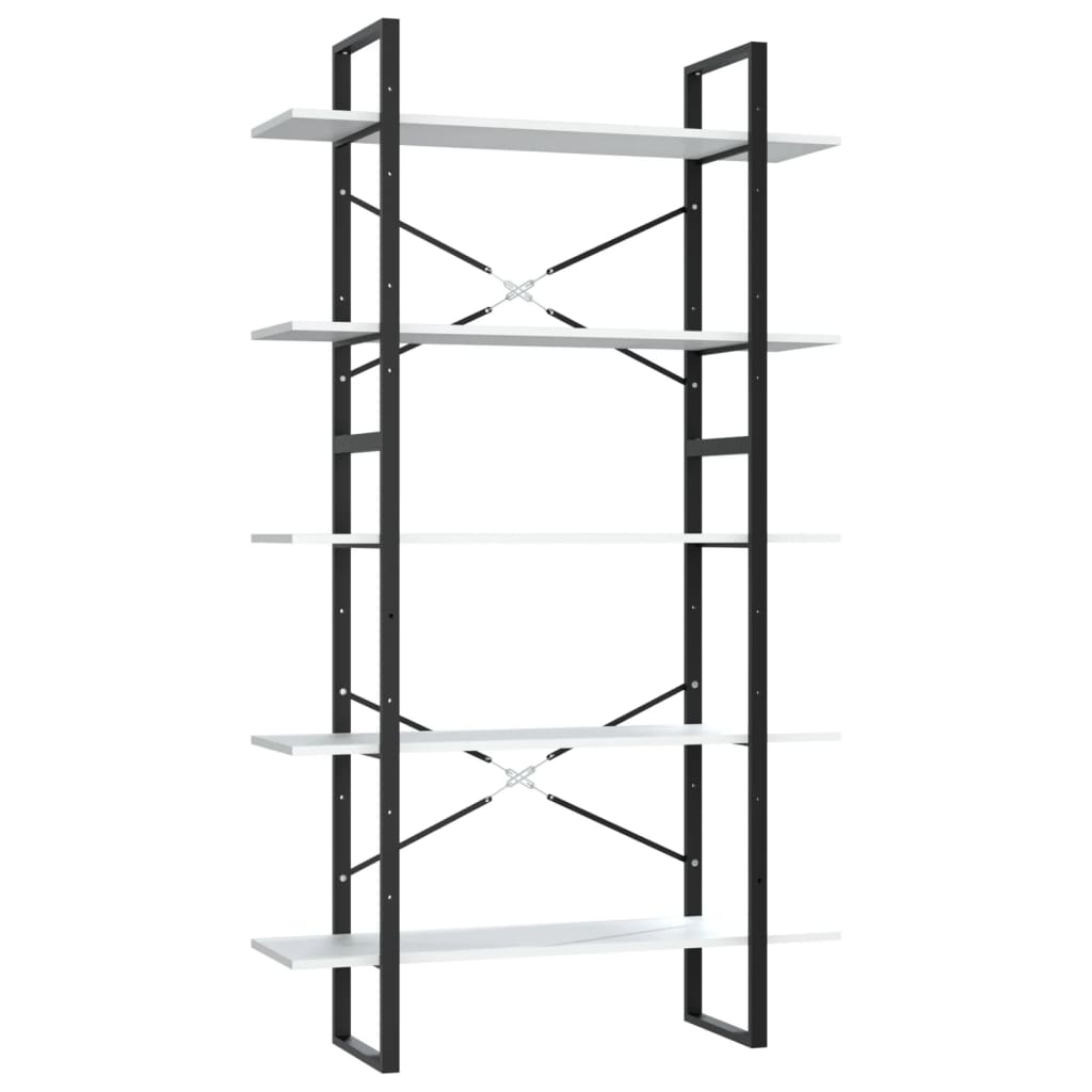 Libreria a 5 Ripiani Bianca 100x30x175 cm in Legno Multistrato | homemem39