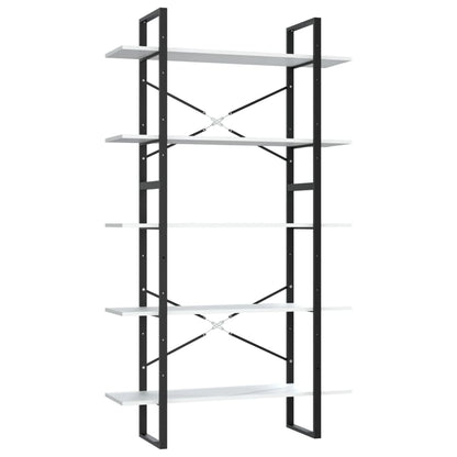 Libreria a 5 Ripiani Bianca 100x30x175 cm in Legno Multistrato