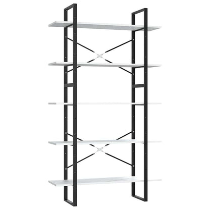 Libreria a 5 Ripiani Bianca 100x30x175 cm in Legno Multistrato