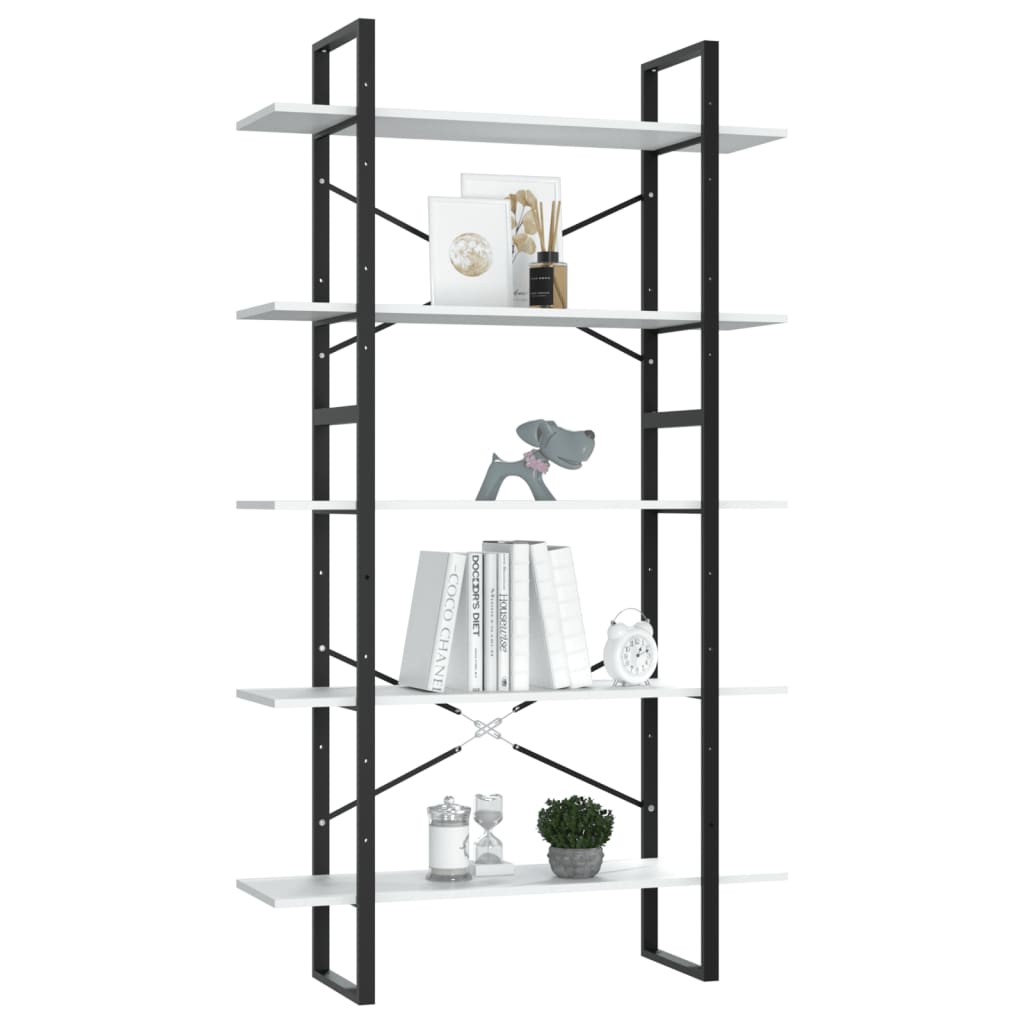 Libreria a 5 Ripiani Bianca 100x30x175 cm in Legno Multistrato | homemem39